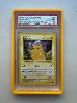 1999 Pokemon Pikachu Red Cheeks Shadowless #58 PSA 10 - Image 1
