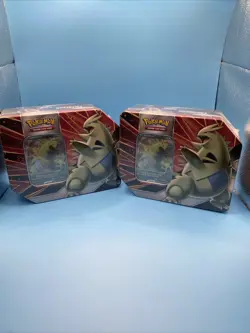 POKEMON TCG 2 TYRANITAR V TIN SEALED POTENTIALLY EVOLVING SKIES/BRILLIANT STARS - Image 1