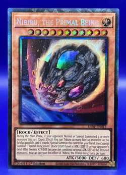 Yugioh #RA01-EN015 Nibiru, the Primal Being 1st Ed Prismatic Ultimate Rare NM - Image 1