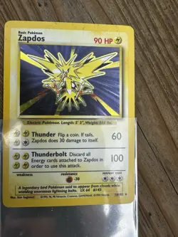 Pokemon TCG Card 1995 Vintage Holo Zapdos 16/102 Base Set LP/NM - Image 4