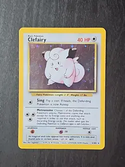 Pokemon TCG Clefairy Base Set Holo Unlimited Rare Card 5/102 - Image 1