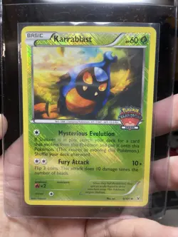 Karrablast 8/101 Championship Series Promo Cross Hatch Holo Pokemon Card Stamped - Image 2