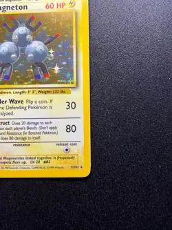 Pokemon Card Magneton 9/102 Holo Rare Base Set 1999 Vintage 1999 WOTC - NM/EX - Image 4