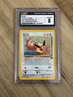 CGC 8 Eevee 2000 Black Star Promos 11 Pokemon League Holo Pokemon Card psa - Image 1