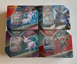 Pokemon TCG Cards NEW Sealed Costco Exclusive V-Tin 4-Pack Umbreon Espeon Sylveo - Image 1