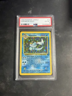 1999 Pokemon Jungle Vaporeon Holo Card PSA Graded EX-MT 6 - Image 1