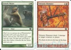 MTG Magic the Gathering TCG 8th Edition Volcanic Hammer & Grizzly Bears - Image 1