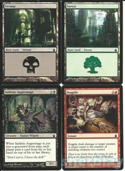 MTG Magic the Gathering TCG RAVNICA sadistic Augermage Dogpile Forest & Swamp - Image 1