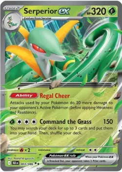 Pokemon TCG Serperior ex 003/086 2025 Black Bolt Extended Art Double Rare Holo - Image 1