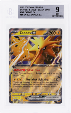 2023 Pokemon Scarlet and Violet Black Star Promo Zapdos Ex 151 Box #049 BGS 9 - Image 1