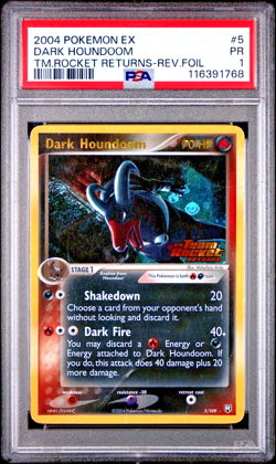 PSA 1 2004 Pokemon EX Team Rocket Returns Dark Houndoom Reverse Holo Foil 5/109 - Image 1