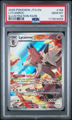 2025 POKEMON JOURNEY TOGETHER 166 LYCANROC ILLUSTRATION RARE PSA 10 - Image 1