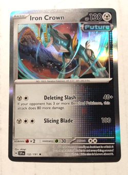 Iron Crown 132/191 Pokemon Sv08: Surging Sparks Reverse Holo Rare - Image 1