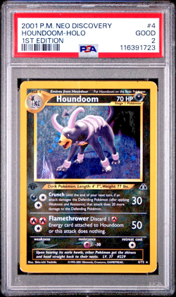 PSA 2 2001 Neo Discovery 1st EDITION Houndoom 4/75 Holo Foil Pokemon WOTC - Image 1