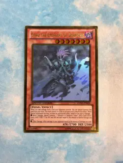 YUGIOH GORZ THE EMISSARY OF DARKNESS GHOST RARE MODERATELY PLAYED GLD5-EN024 - Image 1