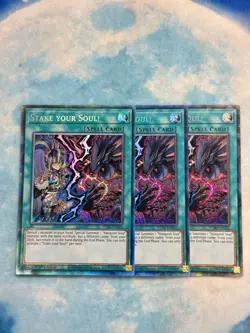 YUGIOH STAKE YOUR SOUL! COLLECTORS RARE NEAR MINT 3X PLAYSET WISU-EN023 - Image 1