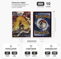 TAG 10 Pikachu VMAX TG17/TG30 Lost Origin - Alt Art Pokemon Graded Card - Image 3