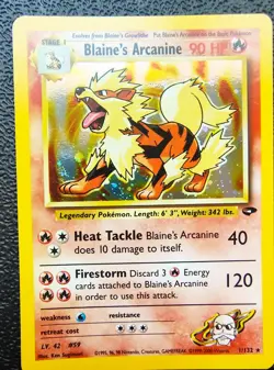 Blaine's Arcanine Holo Rare Gym Challenge 2000 Pokemon Card TCG 1/132 - NM - Image 2
