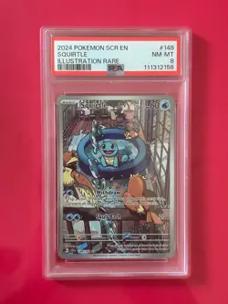 PSA 8 2024 Pokemon SCR EN Squirtle Illustration Rare #148 Slab - Image 1