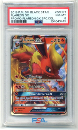 2019 Pokemon SM Black Star Promo SM171 Flareon GX Special Collection PSA 8 - Image 1