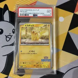 Psa9 Pikachu Illustration Contest 2024 Promo Card Collectible - Image 1