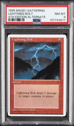 1995 MTG 4TH ED ALTERNATE LIGHTNING BOLT PSA 8 - Image 1