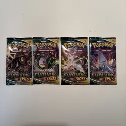 2021 Pokemon Evolving Skies Booster Complete Art Set (4 Packs) FACTORY SEALED - Image 1