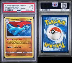 2018 POKEMON SUN & MOON CELESTIAL STORM 106 SALAMENCE-HOLO COSMOS PSA 9 - Image 3