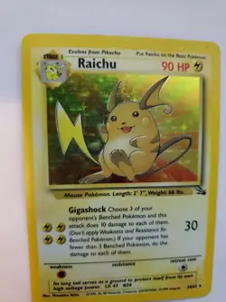 Raichu Fossil Set Holo Pokemon Card Base Jungle WOTC - Image 1