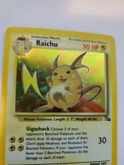 Raichu Fossil Set Holo Pokemon Card Base Jungle WOTC - Image 3