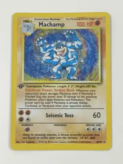 Machamp 8/102 Base Set 1st Edition Holo Rare 1999 Pokemon TCG Card Vintage MP - Image 1