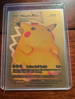 2020 Pokemon Pikachu VMAX Gold Fan Art Foil 44/185 NM - Sleeved - Image 1