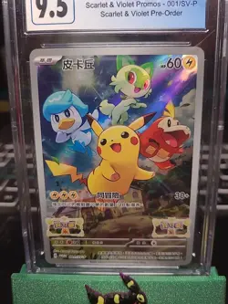 Pikachu 001/SV-P Scarlet Violet Black Star Promo Pokemon Card CGC 9.5 GEM MT - Image 4