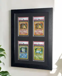4 Slot Graded Card Display Frame PSA Trading Card Pokemon Yugioh TCG Wall Mount - Image 1
