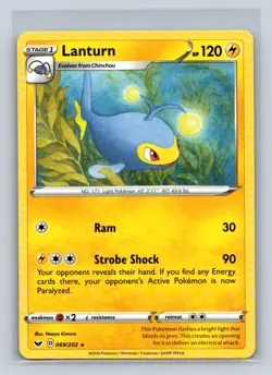 Lanturn #069/202 SWSH01: Sword & Shield Base Set Rare - Pokemon Card D6 - Image 1