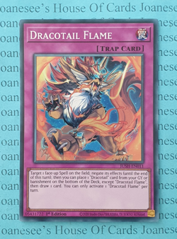 JUSH-EN011 Dracotail Flame Super Rare Yu-Gi-Oh Card 1st Edition New - Image 1