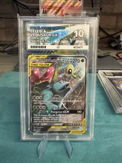 Celebi & Venusaur GX SM167 Ace 10 Gem Mint Tag Team Promo Pokemon Card - Image 1