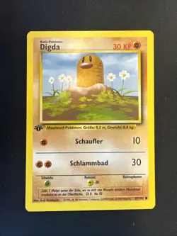 GERMAN 1st EDITION POKEMON CARD BASE SET DIGLETT 47/102 - LP - Image 1