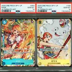 2025 PSA 10 Nami Zeus ①OP11-054 ②OP11-106 One Piece Card Game Japanese Set of 2 - Image 1