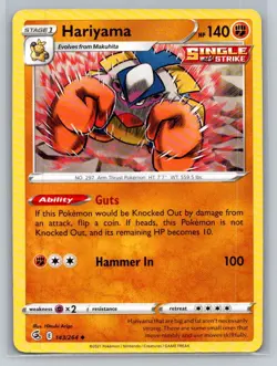 Hariyama #143/264 SWSH08: Fusion Strike Uncommon - Pokemon Cards F37 - Image 1