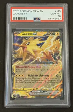 Zapdos ex 145/165 PSA 10 2023 Pokemon Scarlet & Violet 151 English Fast Ship - Image 1