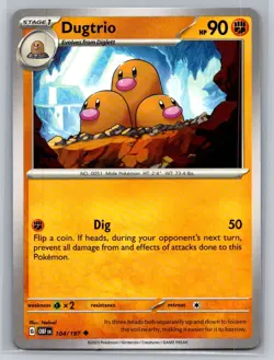 Dugtrio #104/197 SV03: Obsidian Flames Uncommon - Pokemon Cards F37 - Image 1