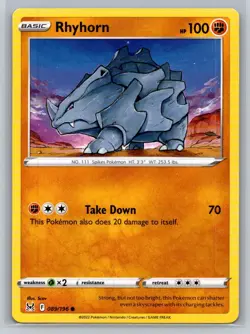 Rhyhorn #089/196 SWSH11: Lost Origin Common - Pokemon Cards F38 - Image 1