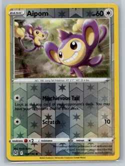 Aipom #144/196 SWSH11: Lost Origin Reverse Holo Common - Pokemon Cards F35 - Image 1
