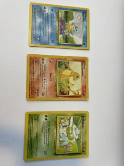 Original Vintage Pokemon Starter Cards Charmander, Squirtle, Bulbasaur - Image 1