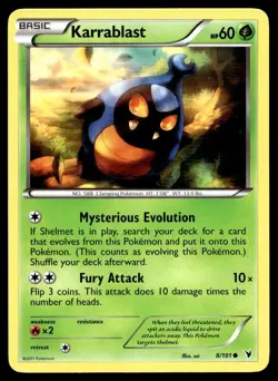 Karrablast 8/101 Pokemon Card Noble Victories Common 60 HP Lightly Played H39 - Image 1