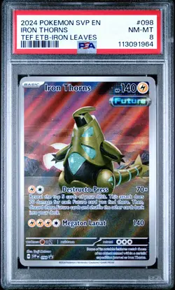 2024 POKEMON SVP EN-SV BLACK STAR PROMO #098 IRON THORNS PSA 8 - Image 1