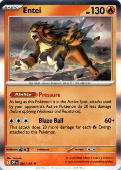 Pokemon Entei Obsidian Flames OBF EN Scarlet & Violet Holo Rare #030 NM - Image 1