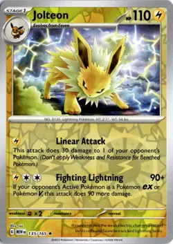 Jolteon [Reverse Holo] #135 (Pokemon Scarlet & Violet 151) NM - Image 1