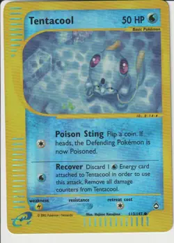 Pokemon Tentacool 113/147 WotC Aquapolis Reverse Holo LP - Image 1